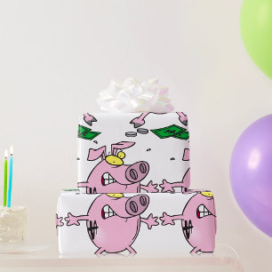 Grappige Cartoon Spaarpot Verliest Geld Cadeaupapier
