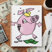 Grappige Cartoon Spaarpot Verliest Geld Planner