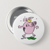 Grappige Cartoon Spaarpot Verliest Geld Ronde Button 7,6 Cm (Voorkant /achterkant)