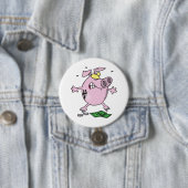 Grappige Cartoon Spaarpot Verliest Geld Ronde Button 7,6 Cm (In situ)