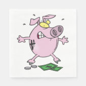 Grappige Cartoon Spaarpot Verliest Geld Servet (Voorkant)