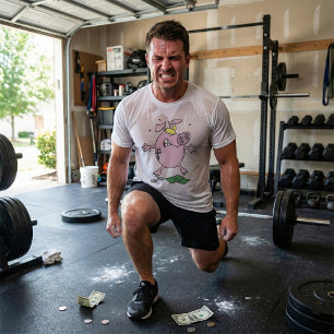 Grappige Cartoon Spaarpot Verliest Geld T-shirt