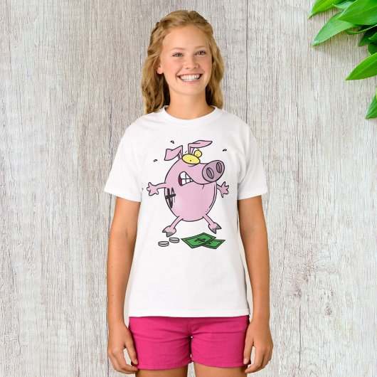 Grappige Cartoon Spaarpot Verliest Geld T-shirt
