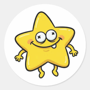 Grappige Cartoon Ster Karakter Sticker