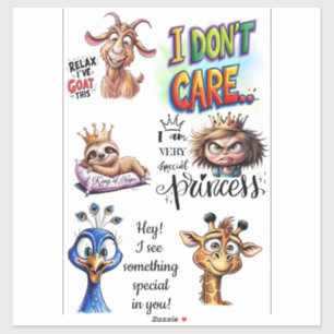 Grappige Cartoon Stickers Motivatie & Sarcastisch