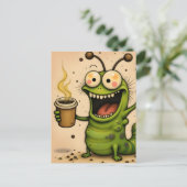 Grappige cartoon stijl over cafeïnehoudende rups briefkaart (Staand voorkant)
