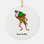 Grappige Cartoon Stud Muffin Workout Keramisch Ornament (Voorkant)