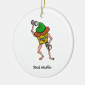 Grappige Cartoon Stud Muffin Workout Keramisch Ornament (Links)