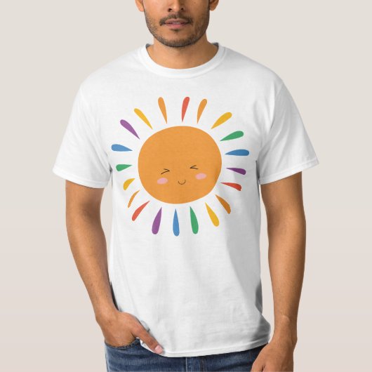 Grappige Cartoon Sun LGBT T-Shirt – Vrolijke Regen (Voorkant)