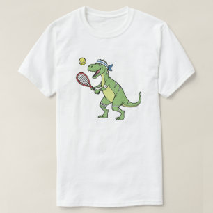 Grappige Cartoon T-Rex die Tennis Speelt Dinosauru T-shirt