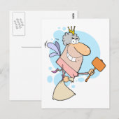 grappige cartoon tandenfee met mallot briefkaart (Voorkant / Achterkant)