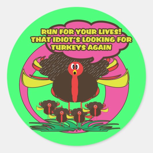 Grappige cartoon Thanksgiving kalkoen stickers - s (Voorkant)