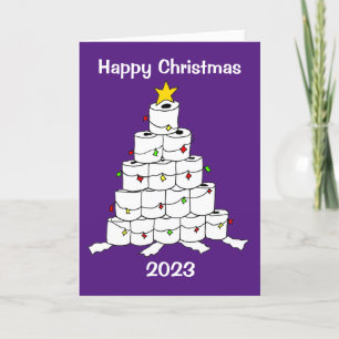 Grappige Cartoon Toiletrol Kerstboom Feestdagen Kaart
