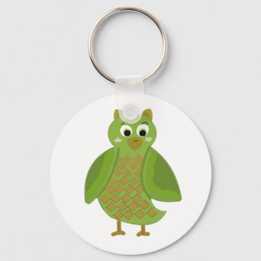 Grappige Cartoon Uil Sleutelhanger (Voorkant)
