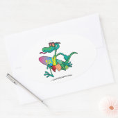 grappige cartoon van de strandhagedis ovale sticker (Envelop)