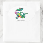 grappige cartoon van de strandhagedis ovale sticker (Tas)