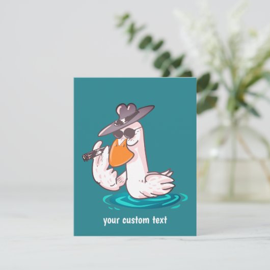 grappige cartoon van eend bedankkaart (Staand voorkant)