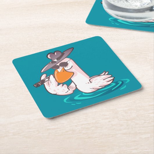 grappige cartoon van eend kartonnen onderzetters (Schuin)
