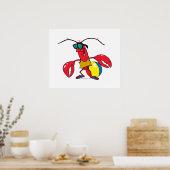 grappige cartoon van kreeft poster (Keuken)