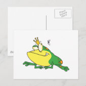 grappige cartoon van prins kikker die naar vliegen briefkaart (Voorkant / Achterkant)