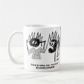 Grappige Cartoon van Spiders - Men heeft een jumpe Koffiemok (Links)