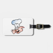 Grappige Cartoon Varkens Chef met Hoed Bagagelabel (Voorkant horizontaal)