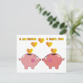 Grappige Cartoon Varkens in Liefde Valentijn Brief Feestdagenkaart (Staand voorkant)