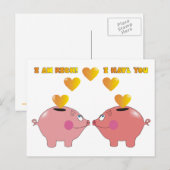 Grappige Cartoon Varkens in Liefde Valentijn Brief Feestdagenkaart (Voorkant / Achterkant)