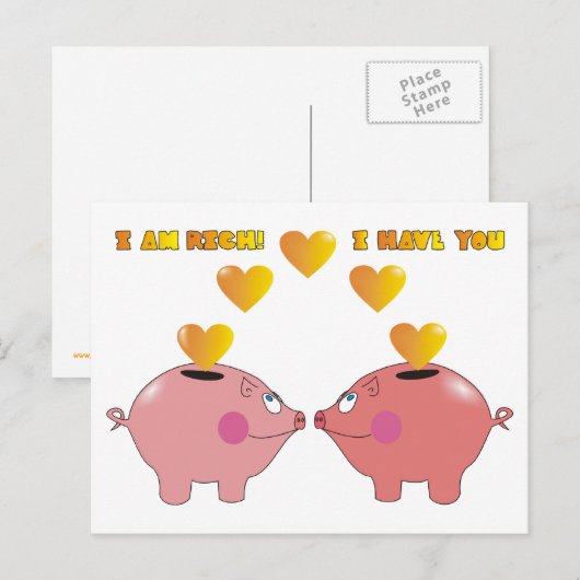 Grappige Cartoon Varkens in Liefde Valentijn Brief Feestdagenkaart (Voorkant / Achterkant)