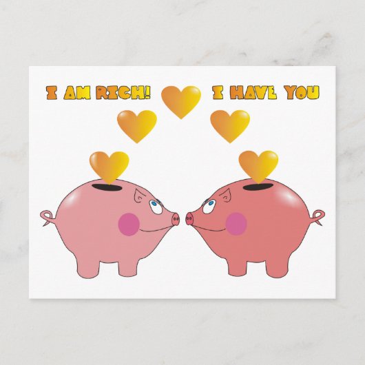 Grappige Cartoon Varkens in Liefde Valentijn Brief Feestdagenkaart (Voorkant)