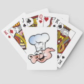 Grappige Cartoon Varkenskok met Pet Pokerkaarten (Achterkant)
