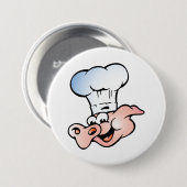Grappige Cartoon Varkenskok met Pet Ronde Button 7,6 Cm (Voorkant /achterkant)