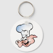 Grappige Cartoon Varkenskok met Pet Sleutelhanger (Achterkant)