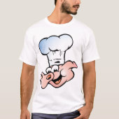 Grappige Cartoon Varkenskok met Pet T-shirt (Voorkant)