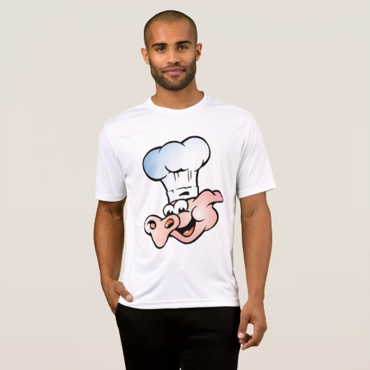 Grappige Cartoon Varkenskok met Pet T-shirt (Voorkant volledig)