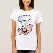 Grappige Cartoon Varkenskok met Pet T-shirt (Voorkant)