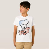 Grappige Cartoon Varkenskok met Pet T-shirt (Voorkant volledig)