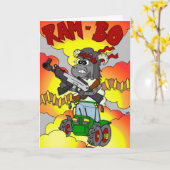 Grappige Cartoon Verjaardag Kaart - Rambo / Ram-bo (Gele Bloem)