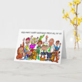 Grappige cartoon verjaardagskaart kaart (Gele Bloem)