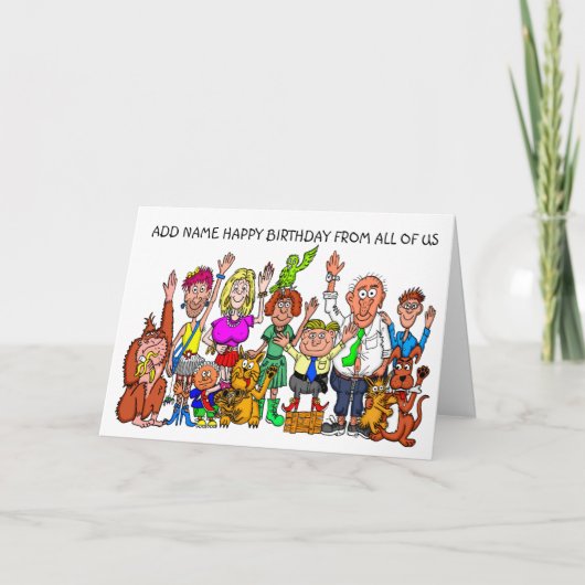 Grappige cartoon verjaardagskaart kaart (Voorkant)