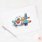 Grappige Cartoon Vliegtuig Karakter Sticker (Envelop)