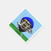 Grappige Cartoon Voetbal met Helm Servet (Hoek)