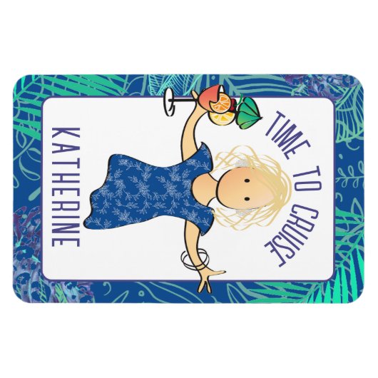 Grappige Cartoon voor Haar Tropical Beach Cruise D Magneet (Horizontaal)