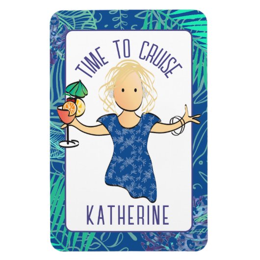 Grappige Cartoon voor Haar Tropical Beach Cruise D Magneet (Verticaal)
