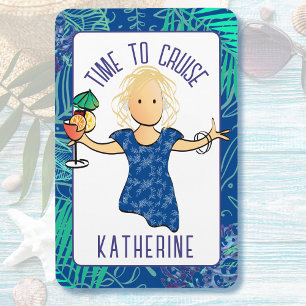 Grappige Cartoon voor Haar Tropical Beach Cruise D Magneet