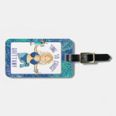 Grappige Cartoon voor Haar Tropische Badpak Cruise Bagagelabel (Voorkant horizontaal)