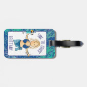 Grappige Cartoon voor Haar Tropische Badpak Cruise Bagagelabel (Achterkant horizontaal)