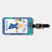 Grappige Cartoon voor haar vakantie cruise strand Bagagelabel (Voorkant horizontaal)