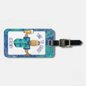 Grappige Cartoon voor hem cruise strand vakantie Bagagelabel (Voorkant horizontaal)