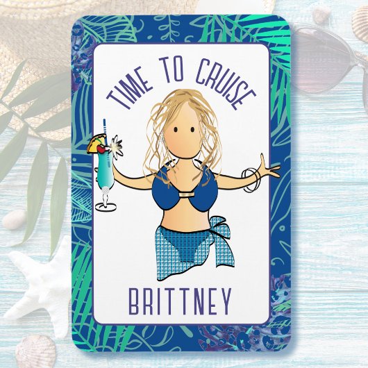 Grappige Cartoon Vrouw in Badpak Drink Cruise Door Magneet